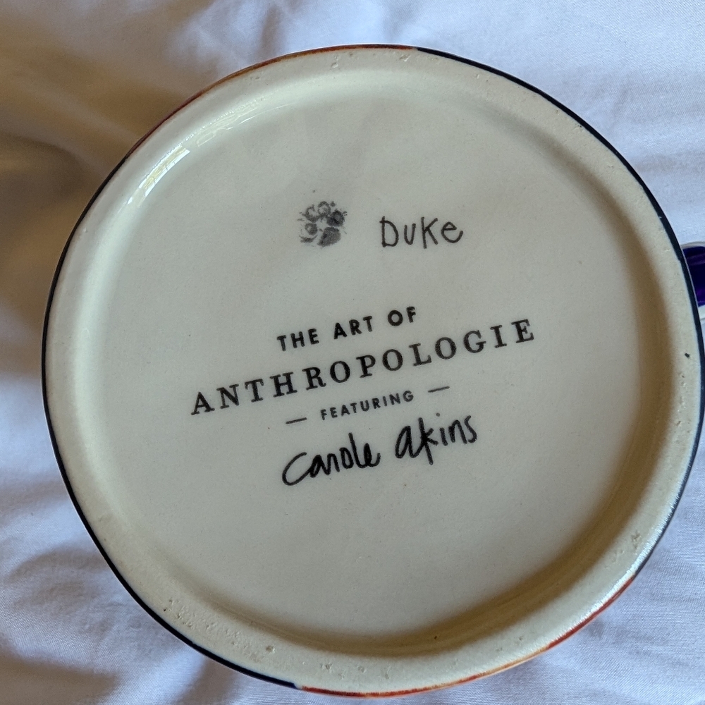 Anthropologie“Duke”Dog Mug by Carole Akins Blue Art Mug The Art of Anthropologie - Picture 7 of 7